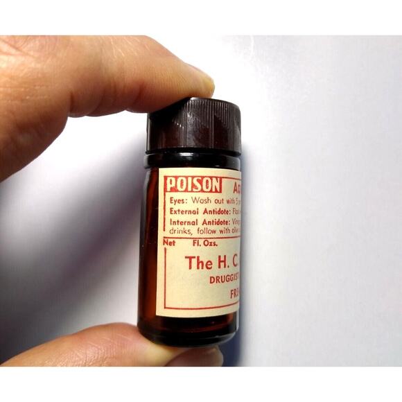 Poison bottle Other - Amber Poison Medicine Bottle Aqua Ammonia Skull And Crossbones Pharmacists Label